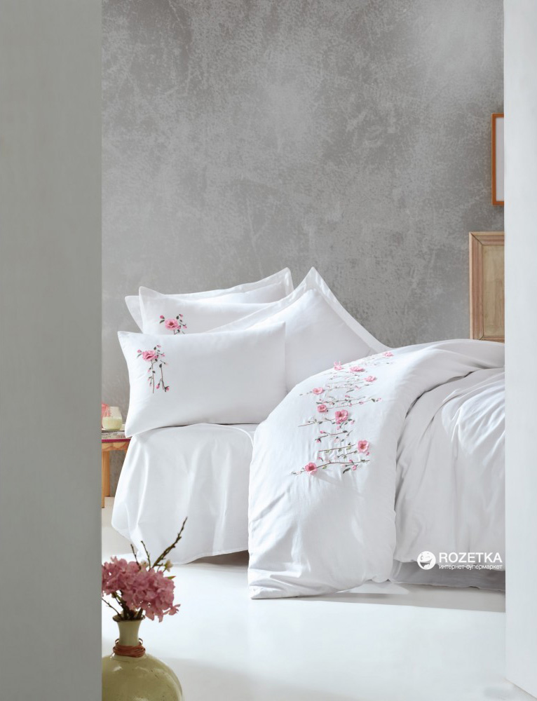 

Комплект постельного белья Cotton Box Сатин 3d Brode Perla Beyaz 200x220 см