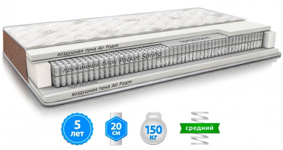 

Матрас LATTE (ЛАТТЕ) ортопедический двухсторонний зима лето ТМ MATROLUXE 120х200