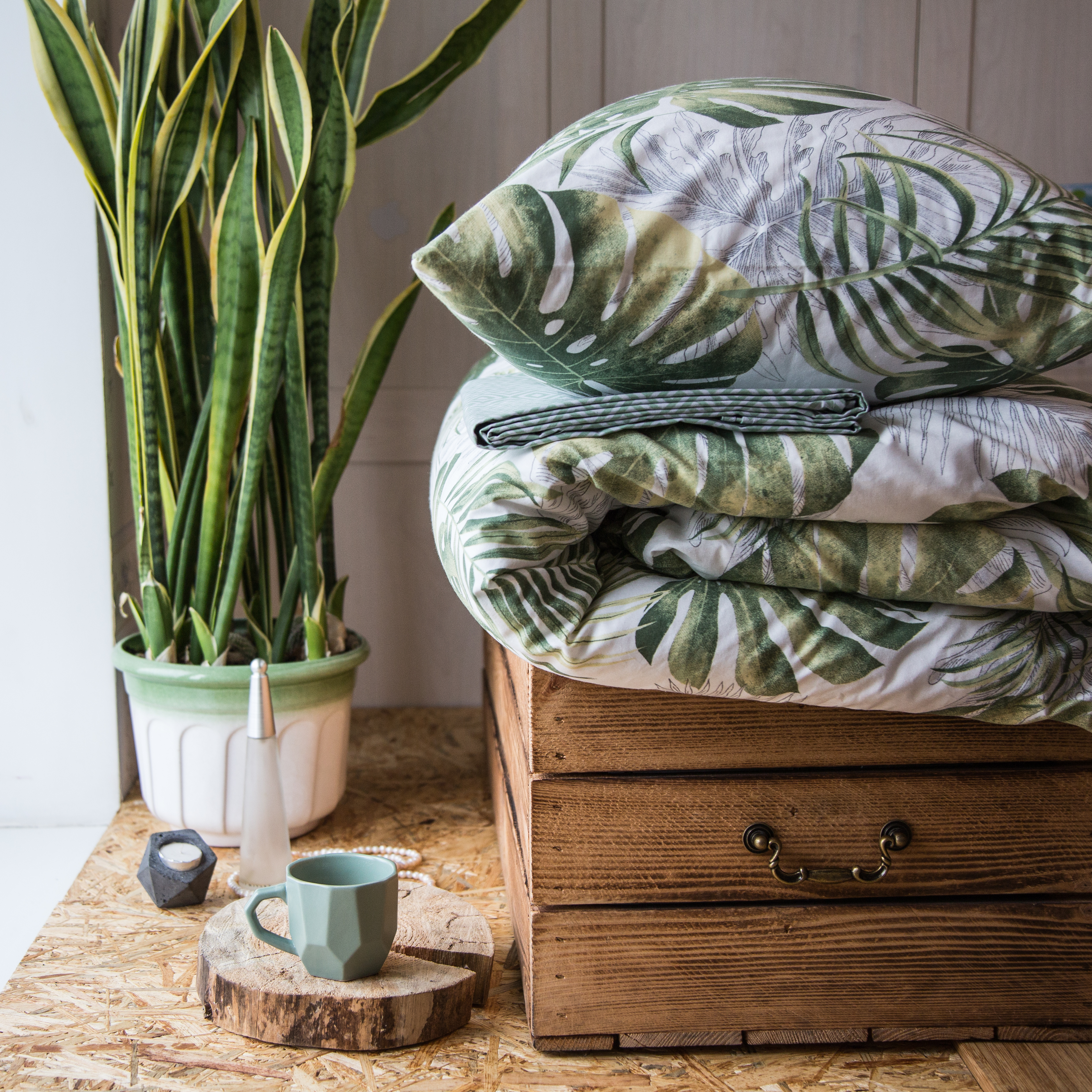 

Комплект постельного белья Monstera Бязь Sleeping Cat Семейный