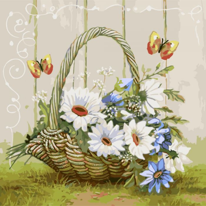 

Картина по номерам. Букеты "Корзинка счастья" 40х40см KHO2090 394167