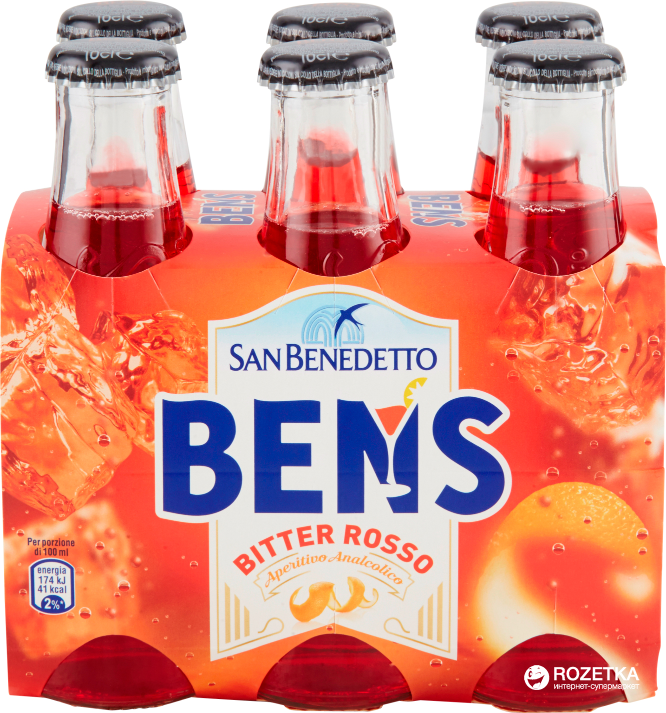 Акція на Упаковка аперитива безалкогольного San Benedetto Ben's Bitter Rosso 0.098 л х 24 бутылки (8001620302033) від Rozetka UA