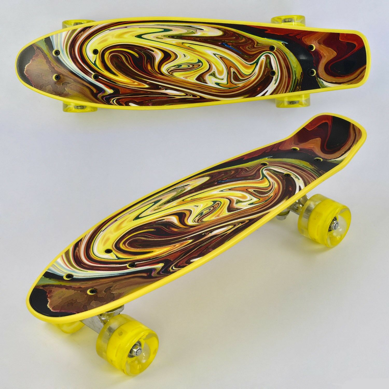 

Пенни борд Best Board F 13609, дека 21.65" колеса светятся, PU. Желтый