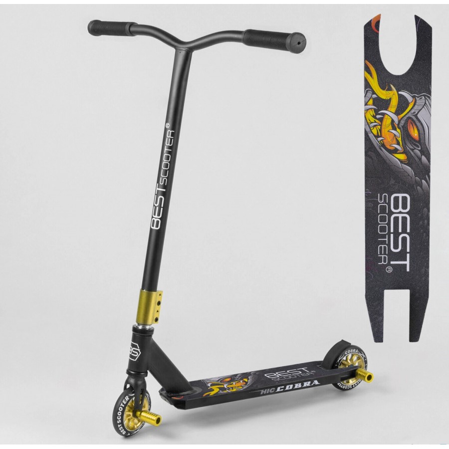 

Самокат трюковый Best Scooter COBRA 54557 HIC-система Черный с желтым