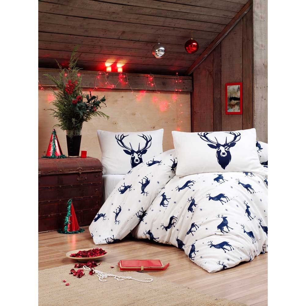 

Постельное белье Mahrof home Олени 160*220 см бело-синий