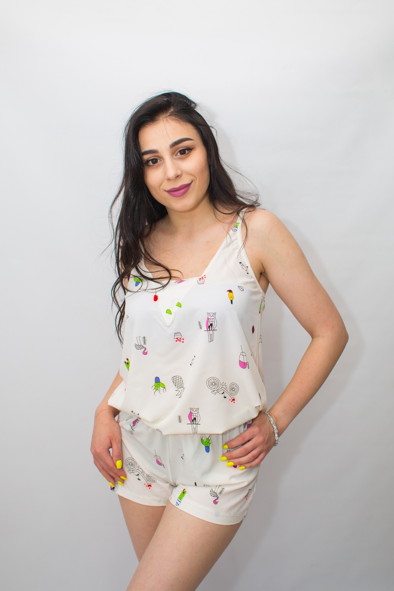 

Піжама жіноча GLAMOUR НС 017 молочна принт XL