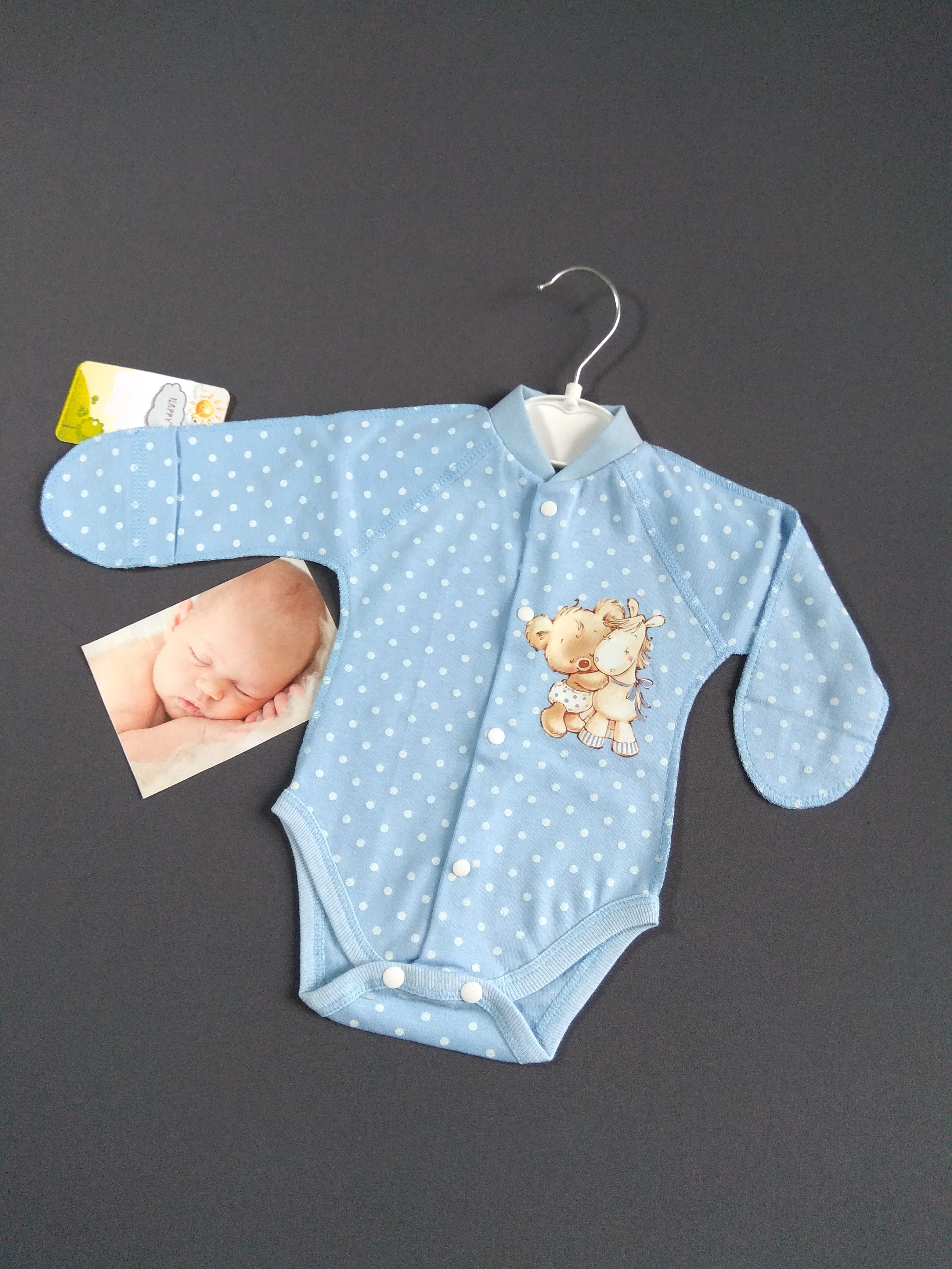 

Боди HappyTot 9-050 мишка с осликом 62см голубое