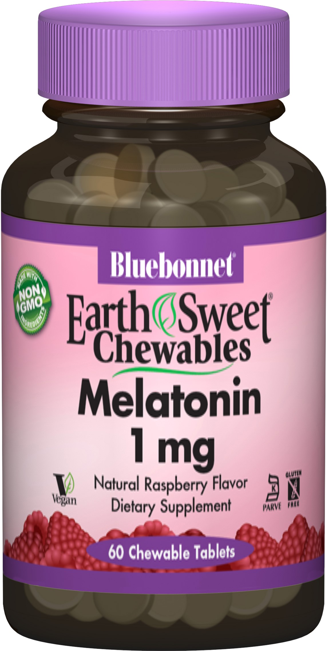 

Аминокислота Bluebonnet Nutrition Earth Sweet Chewables Мелатонин 1 мг Вкус Малины 60 жевательных таблеток (743715009905)