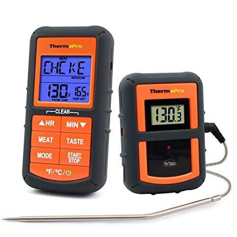 

Беспроводной термометр (до 100 м) ThermoPro TP-07S (0…+300 °С) в прорезиненном корпусе