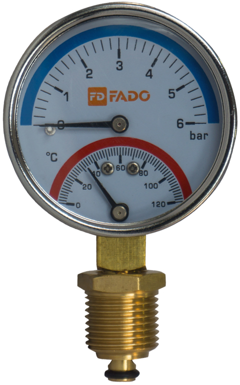 

Термоманометр FADO вертикальный 1/2'' 6 бар D63 TMV01