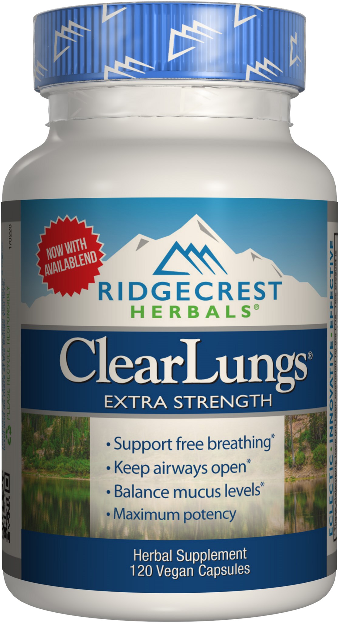 

Натуральная добавка Ridgecrest Herbals Clear Lungs Extra Strength 120 гелевых капсул (355724001568)