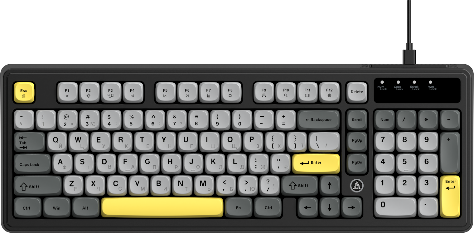 Клавиатура проводная Ajazz AF98 USB Black-Grey-Yellow (AF98-BGY