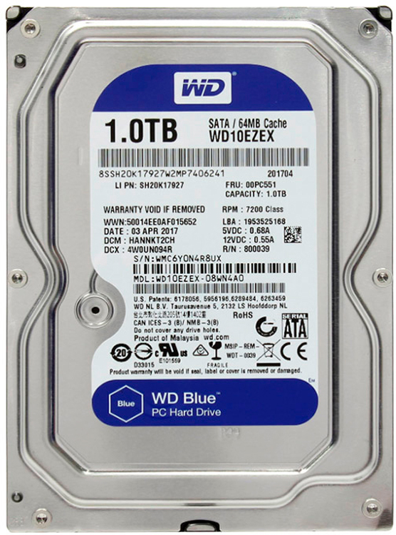 その他 WD HDD Жорсткий диск Western Digital Blue 1TB 7200rpm 64MB WD10EZEX 3.5