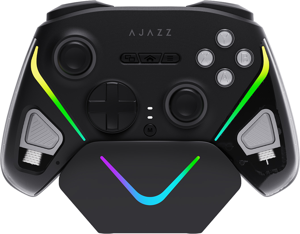 Бездротовий геймпад із зарядною станцією Ajazz GP100S 2.4G/BT/USB Switch/PC/iOS/Android RGB Black (GP100S-B)