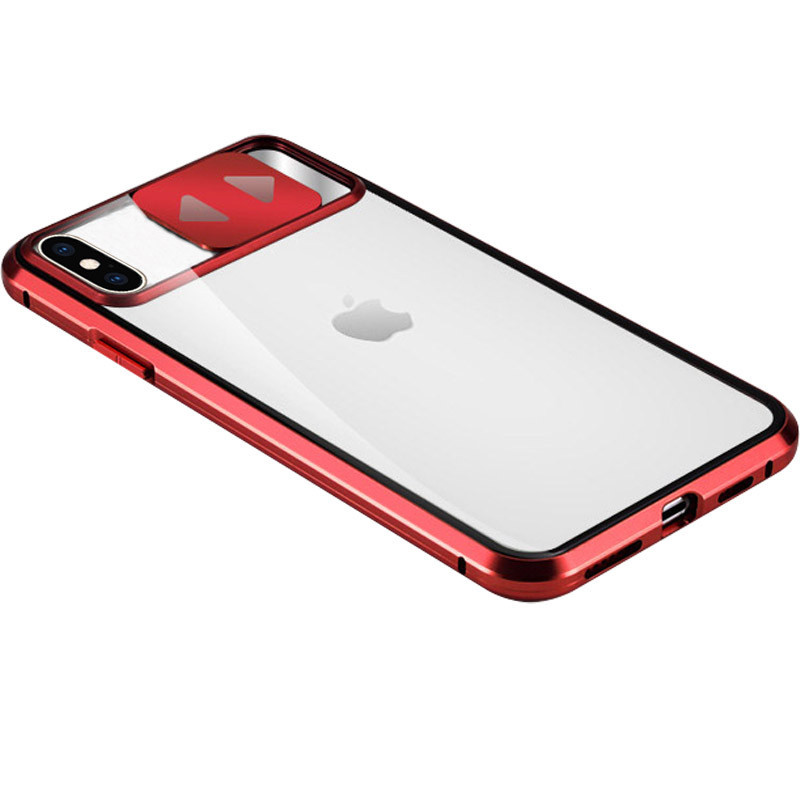 

Чехол Epik Camshield 360 Metall+Glass со шторкой для камеры для Apple iPhone XS Max (6.5") Красный