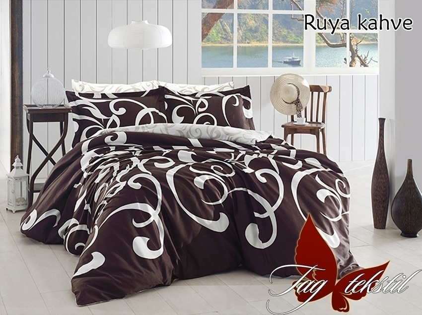 

Комплект постельного белья Ruya kahve TAG tekstil Семейный Коричневый