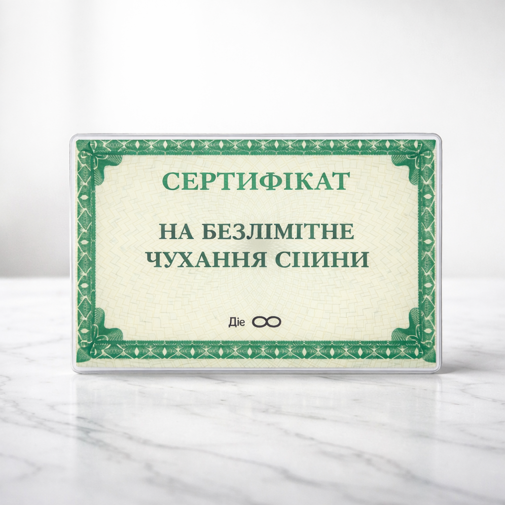 Подарунковий сертифікат На безлімітне чухання спини (формат A6, ламінований)