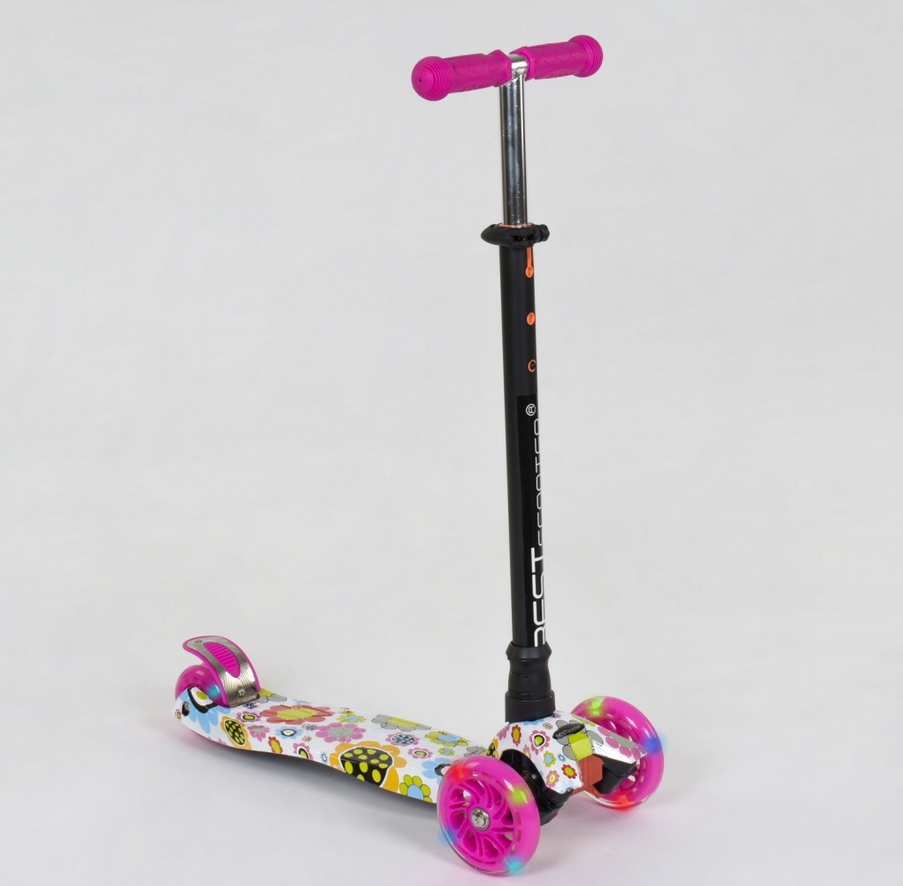 

Самокат Best Scooter со светящимися колесами Цветы, Черно-розовый (sa-22165)