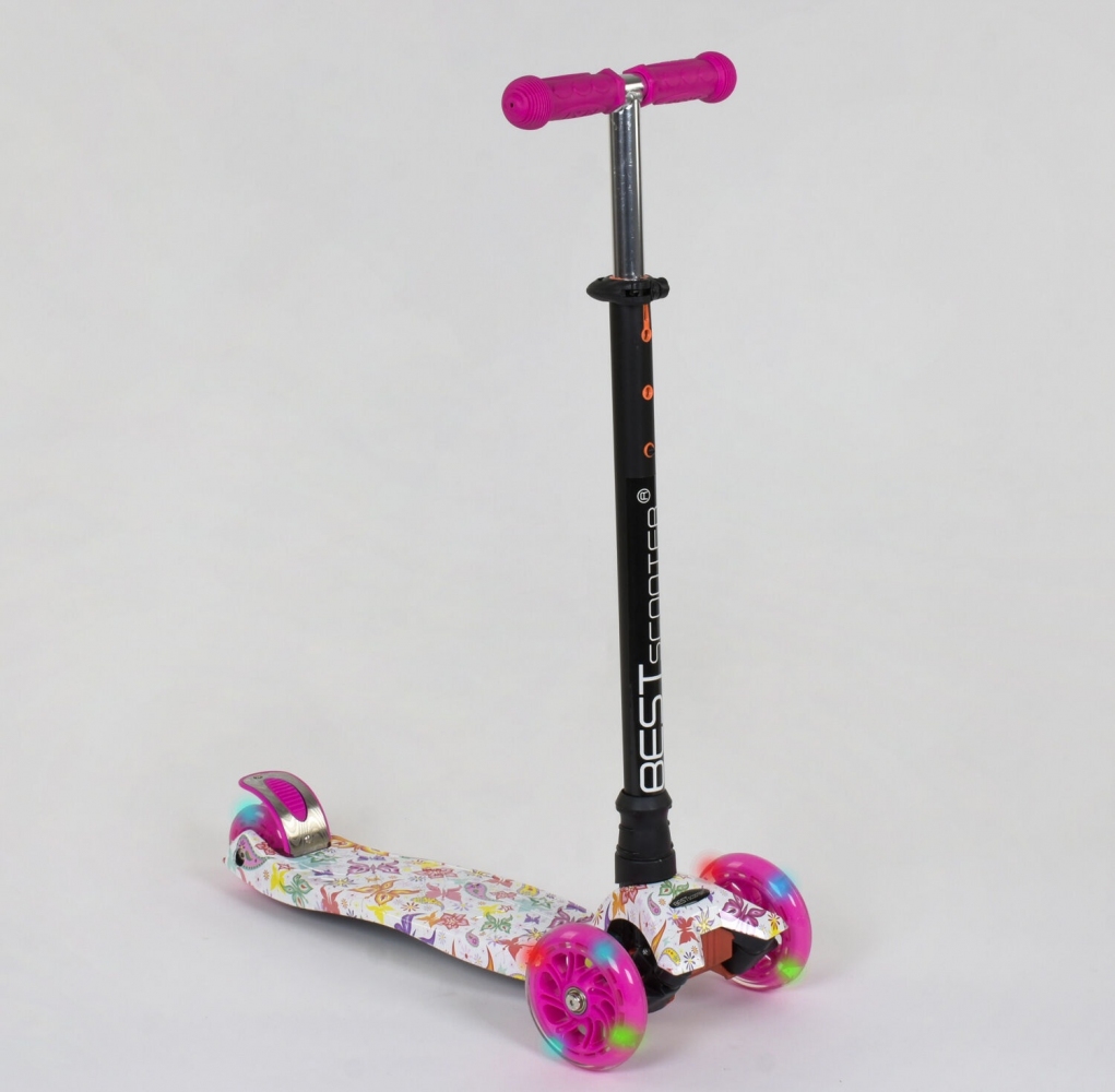

Самокат Best Scooter со светящимися колесами Бабочки, Черно-розовый (sa-22173)