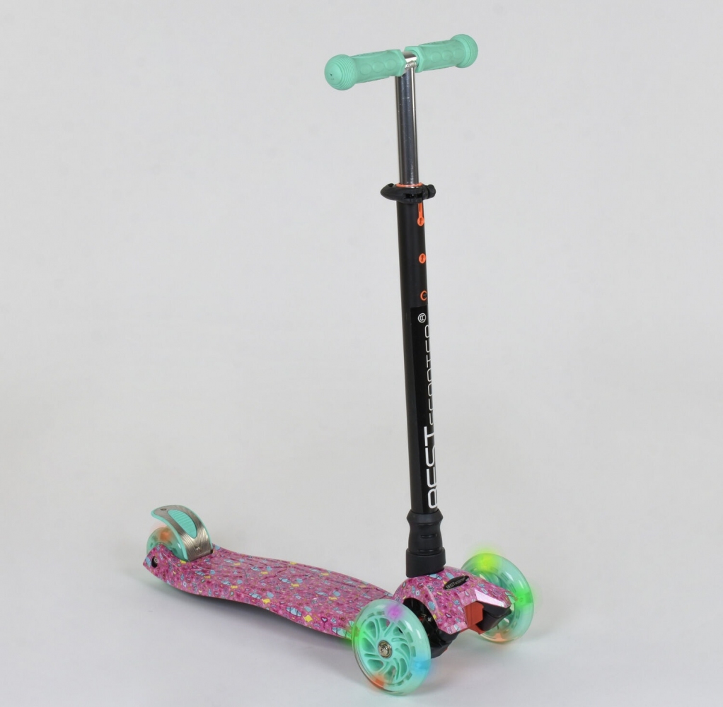 

Самокат Best Scooter со светящимися колесами Розово-салатовый (sa-22174)
