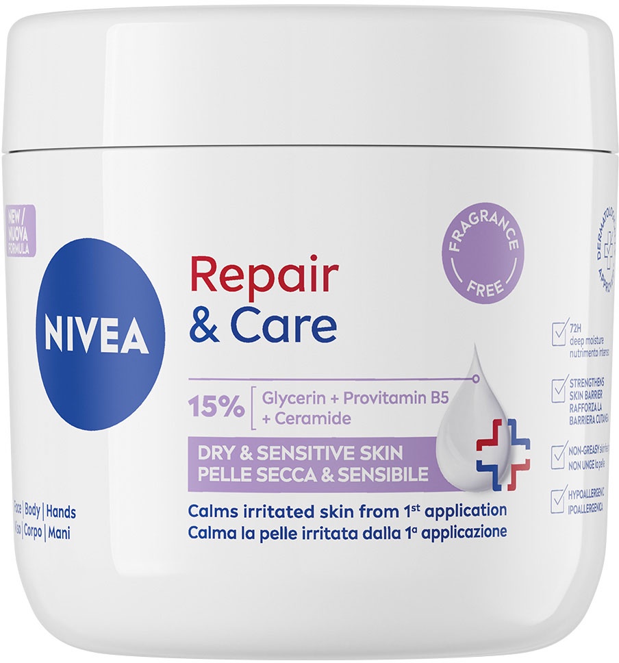 Крем універсальний NIVEA Відновлення та догляд для сухої та чутливої шкіри 400 мл (9005800380551)