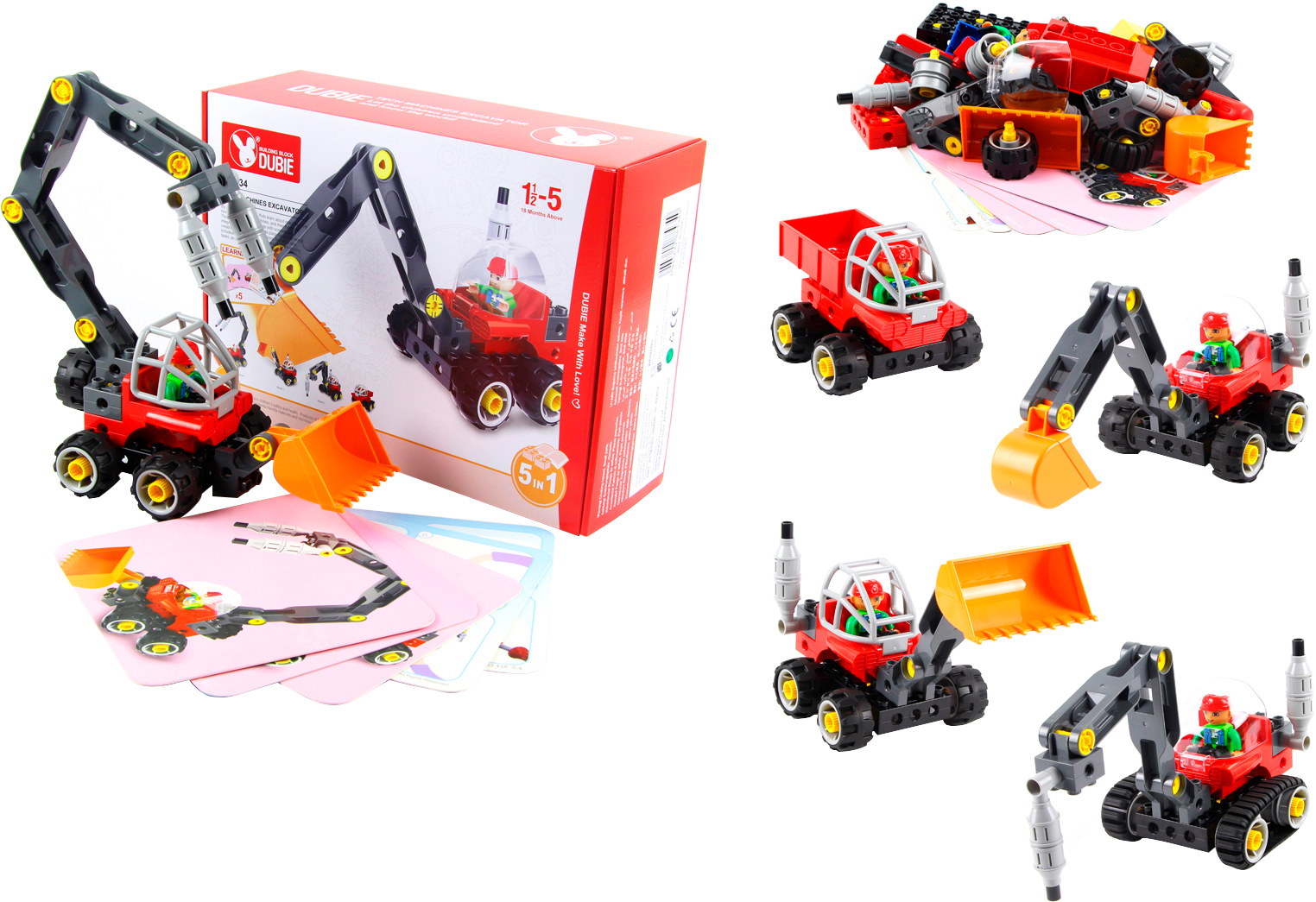 Конструктор 5 в 1 Dubie Toy & Nursery Технические машины 42 элементa ...