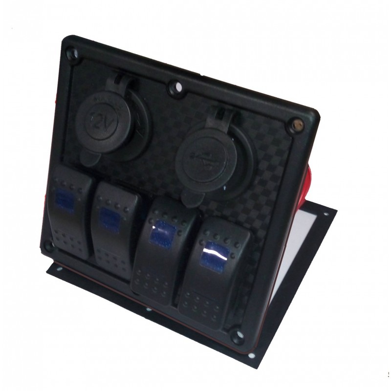 

Панель переключателей SunFine Marine разъем 12В, USB (SF50802-4HSU)