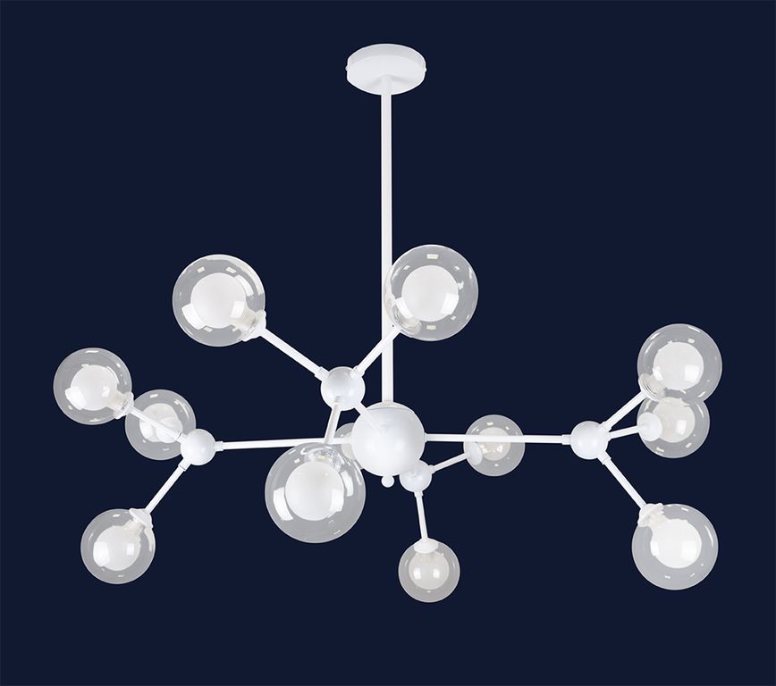 

Люстра Лофт Молекула 12 Плафонов 120Вт Levistella 7526083-12 Wh Белый