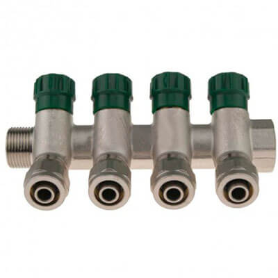 

Коллектор для теплого пола 3/4"x16x4 с термовентилем KARRO