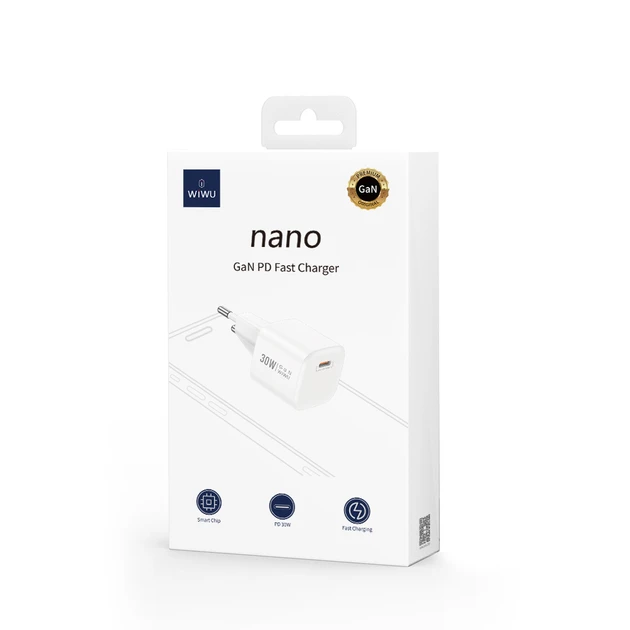 Комплект Wiwu адаптер 30W + кабель USB-С-Charge Wi-U006 Series