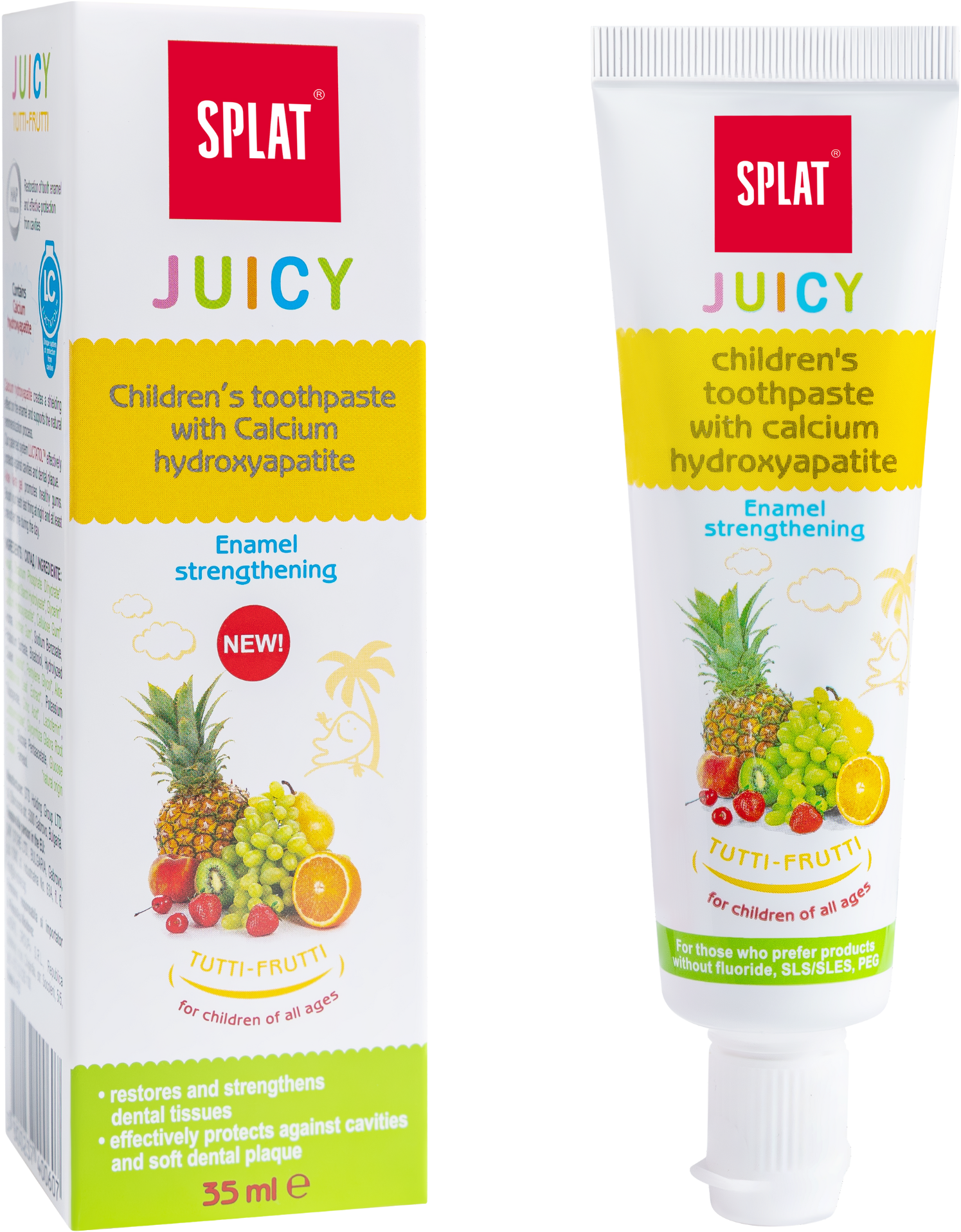 Дитяча зубна паста захист від бактерій і карієсу Splat Junior Juicy Мультифрукт 35 мл (7640168930219/3800237400607)