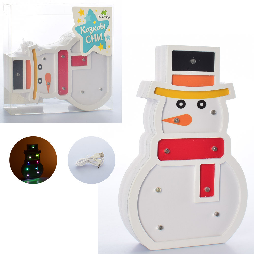 

Деревянная игрушка Ночник Снеговик Woody MD 2221