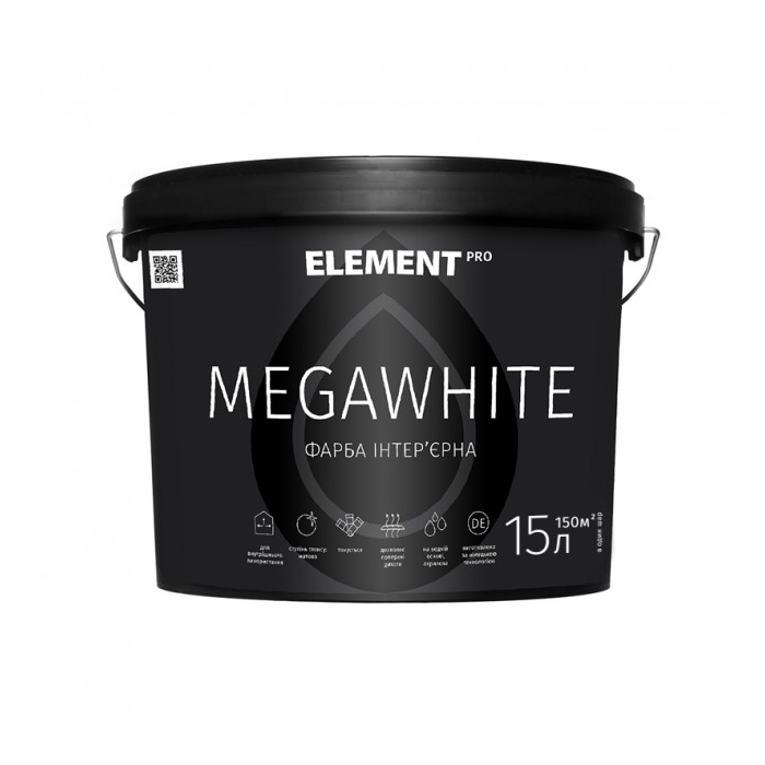 

Фарба інтер'єрна латексна ELEMENT PRO+FACADE SYSTEM MEGAWHITE (15 л)