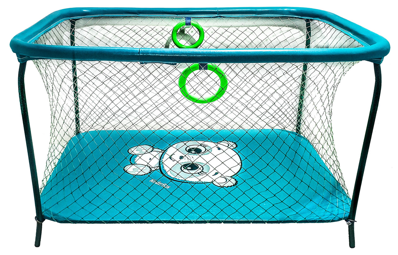 

Манеж детский игровой KinderBox люкс Бирюзовый панда с крупной сеткой (R 315)