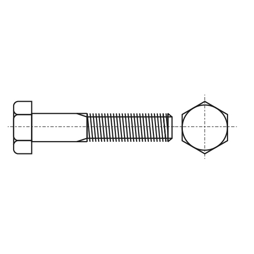 Эскиз болта с резьбой