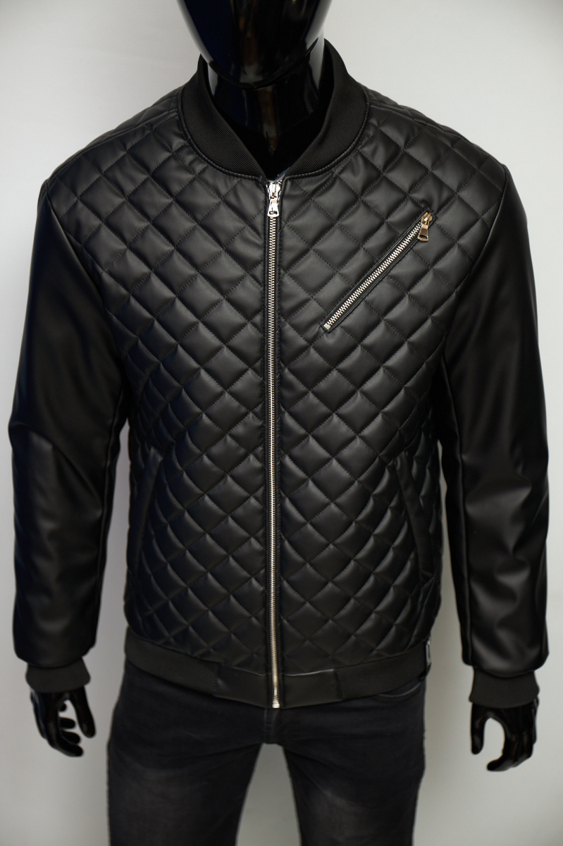 

Куртка бомбер мужская демисезонная Fashion Republic HVZ 16781 кожзам M Черный