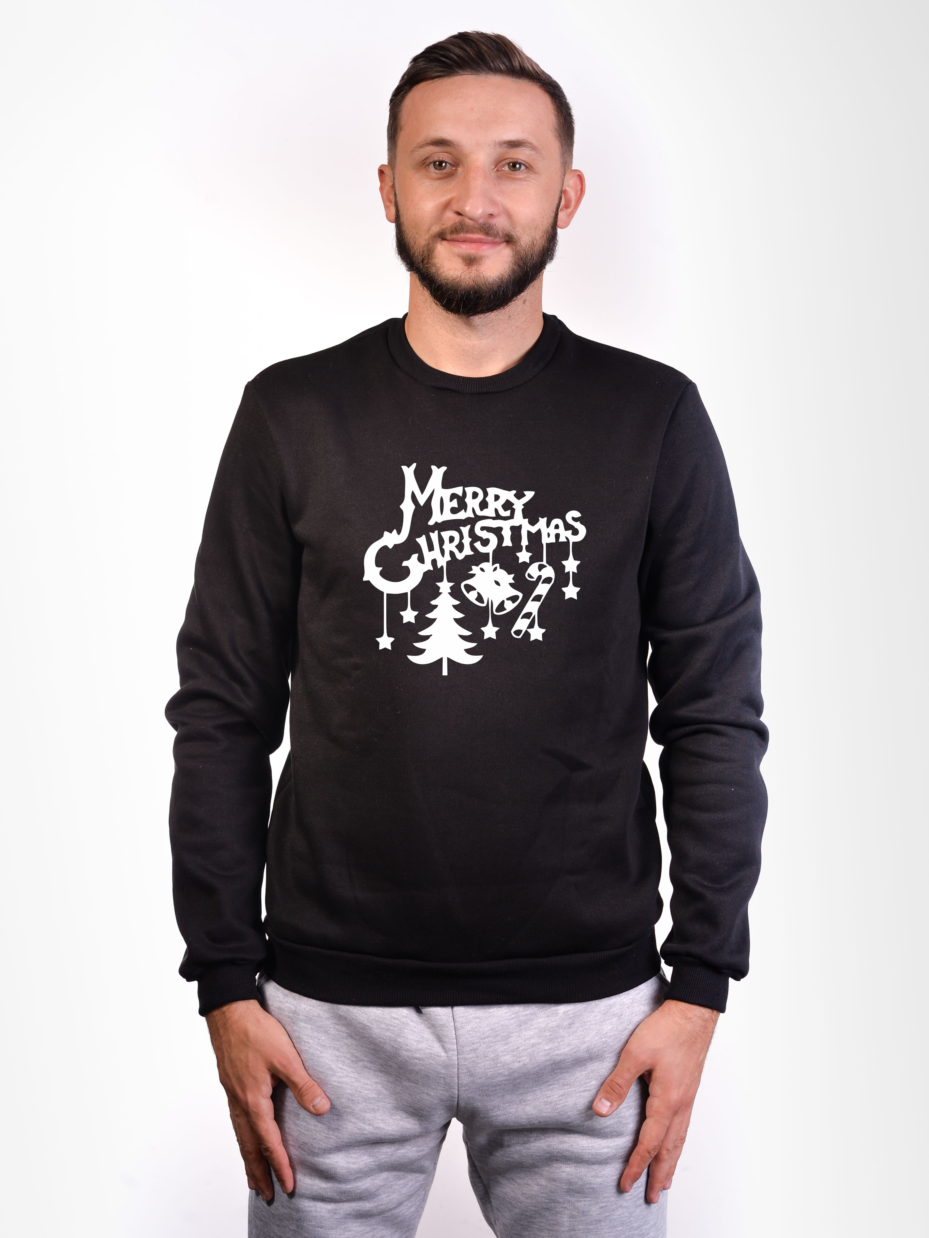 

Світшот теплий чоловічий чорний Merry Christmas M Vudvud