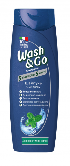 Шампунь Wash&go с ментолом для всех типов волос 400 мл (8008970046556 ...