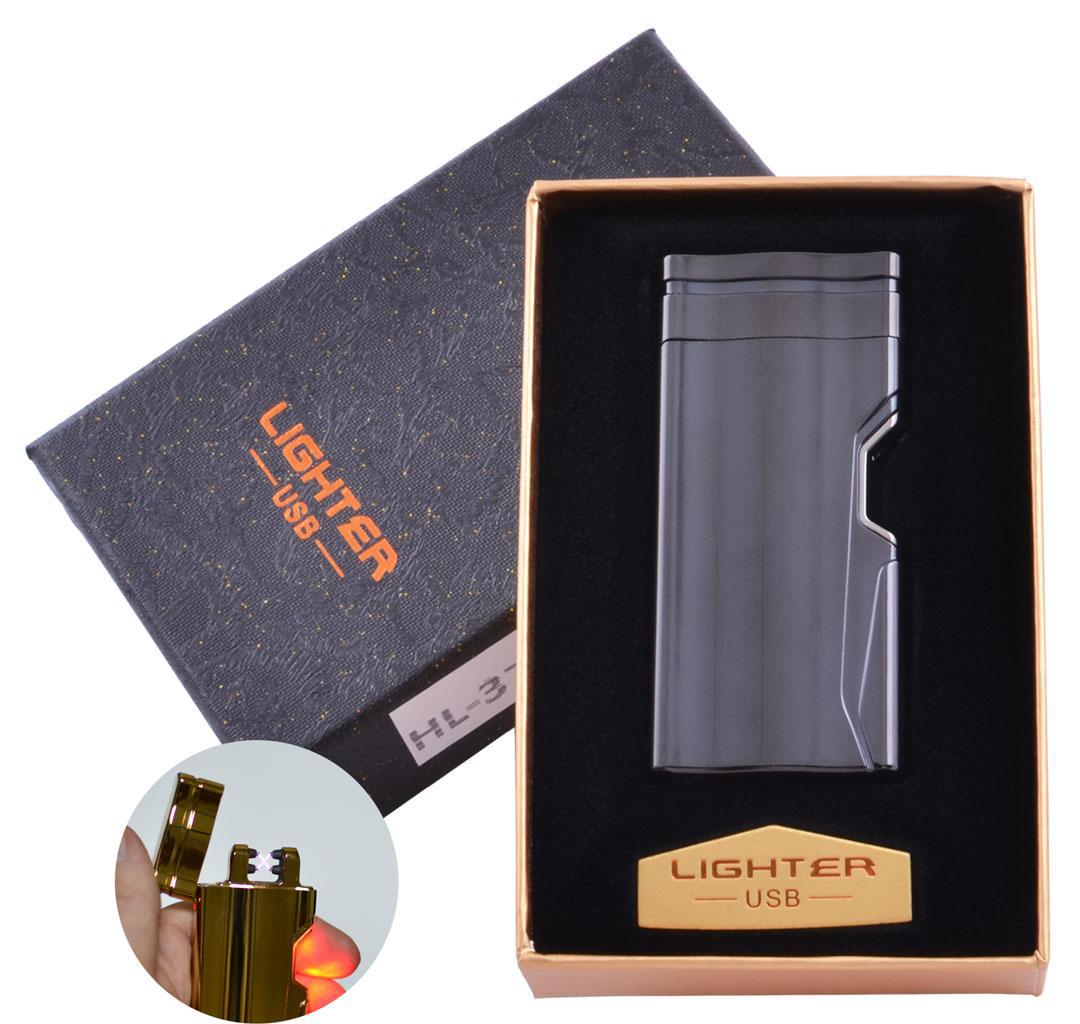 

Электроимпульсная зажигалка в подарочной упаковке Lighter (Двойная молния, USB) №HL-37 Black Lighter