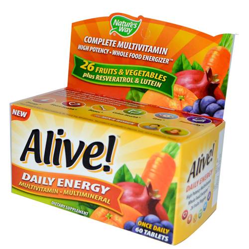 

Мультивитамины, Alive! Daily Energy, Nature's Way 60таб (36344036)