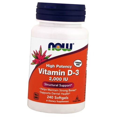 

Витамин Д3 высокоактивный, Vitamin D-3 2000 , Now Foods 240гелкапс (36128320)