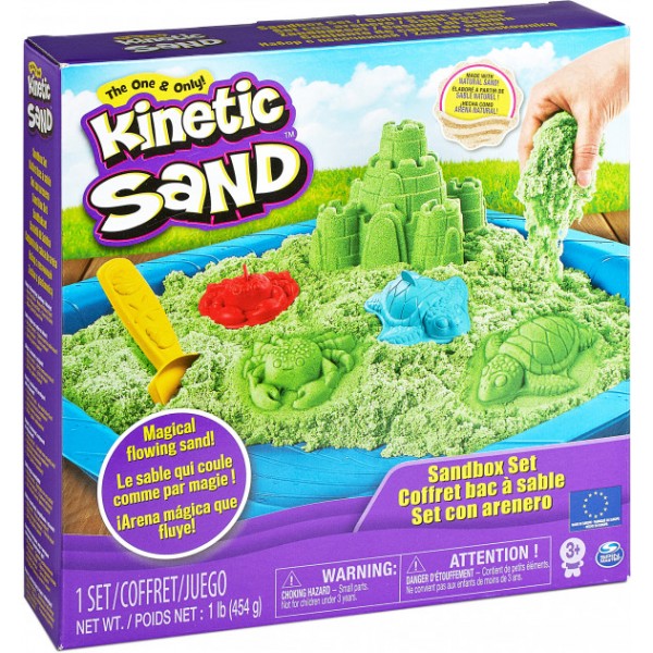 

Набор песка для детского творчества - KINETIC SAND ЗАМОК ИЗ ПЕСКА (зеленый, 454 г, формочки, лоток)