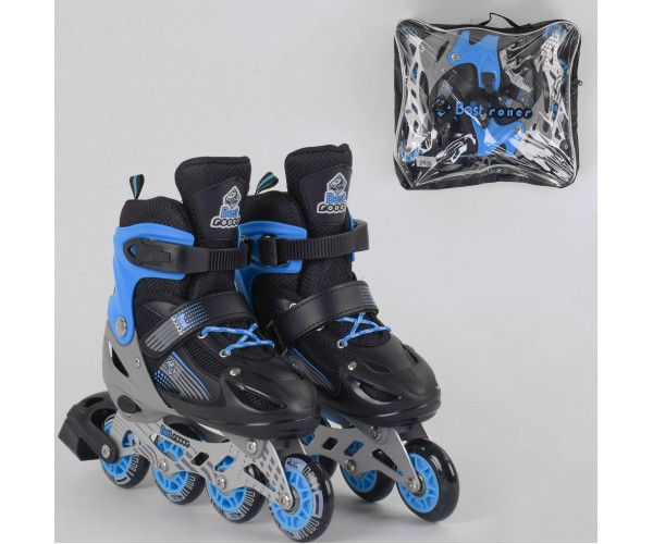 

Раздвижные роликовые коньки (Ролики) Best Roller М 50077 (размер 34-37, М) колеса PVC, светящееся, Черно-синие