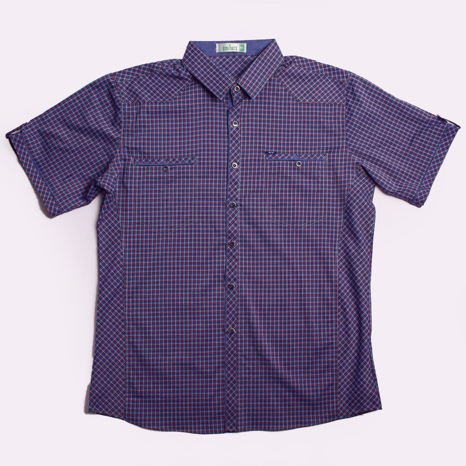 

Рубашка мужская в клетку с коротким рукавом HeTai A343-3. Размер XL