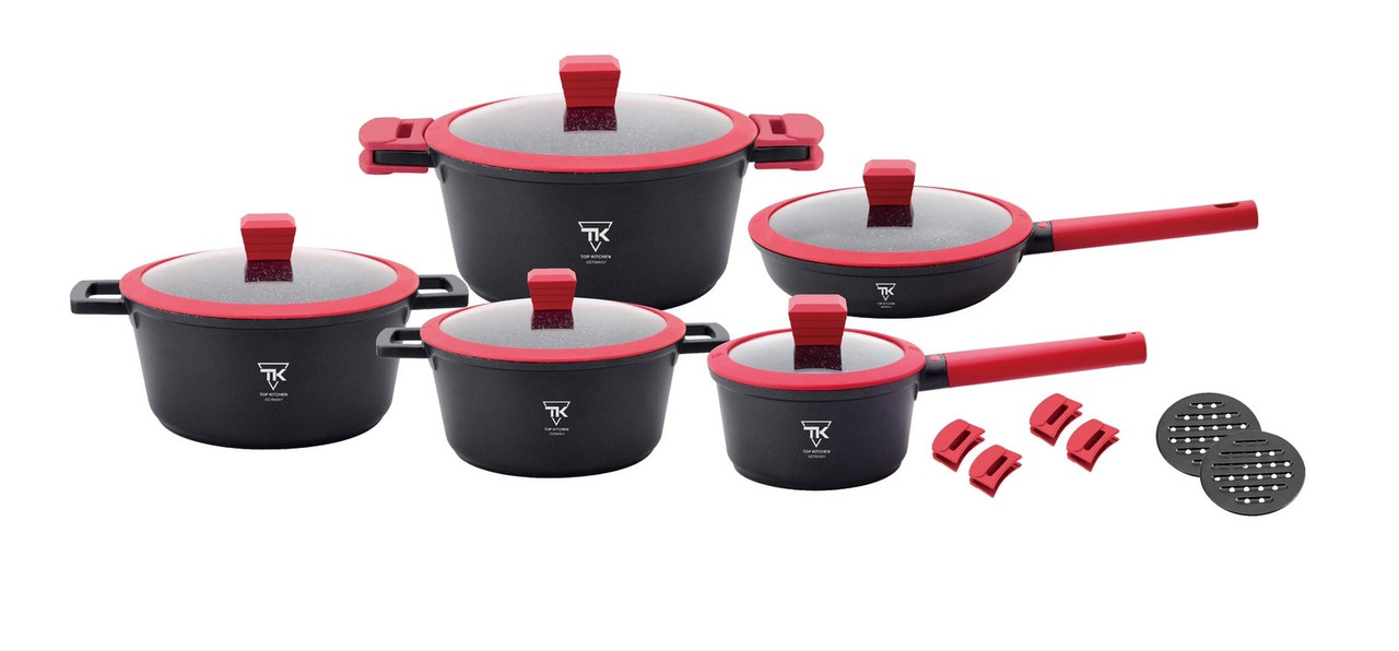 

Набор Кастрюль Top Kitchen TK00019 из 5 ёмкостей чёрный с красным