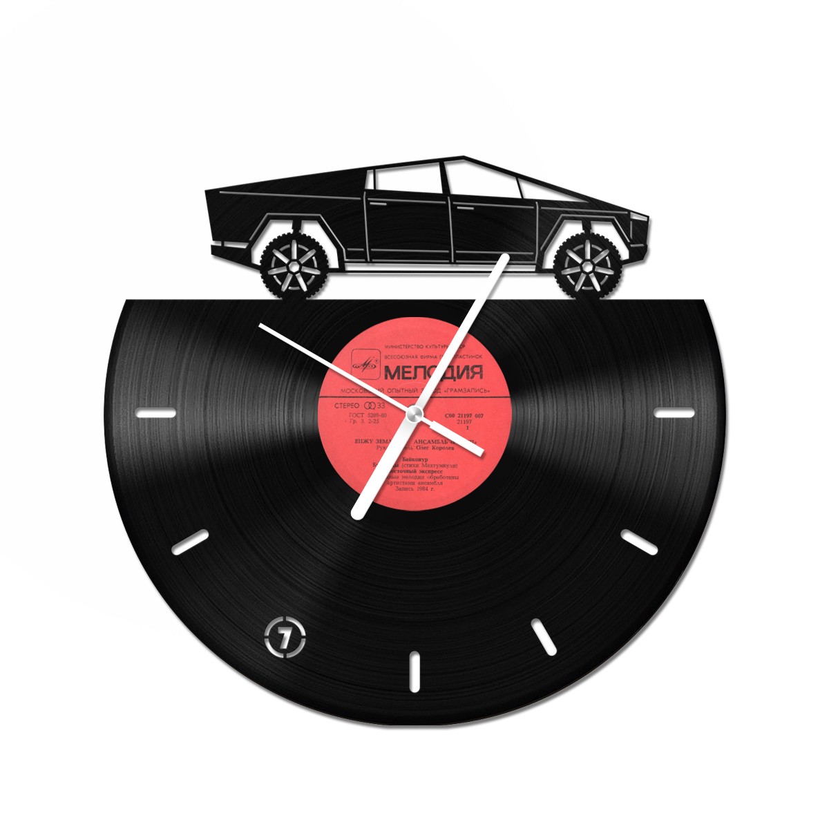 

Вініловий годинник Bear Kustom Arts Тесла Кібертрак Електромобіль 30 см