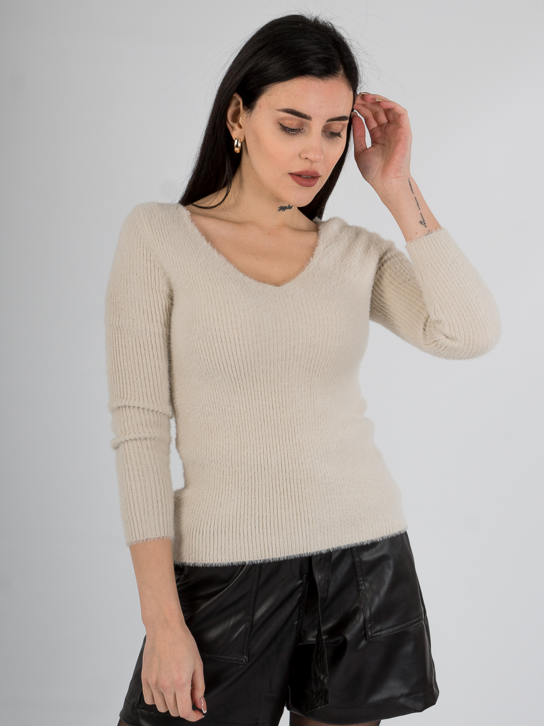 

Свитер BEBE PLUS 23800  Бежевый, Свитер BEBE PLUS 23800 S Бежевый