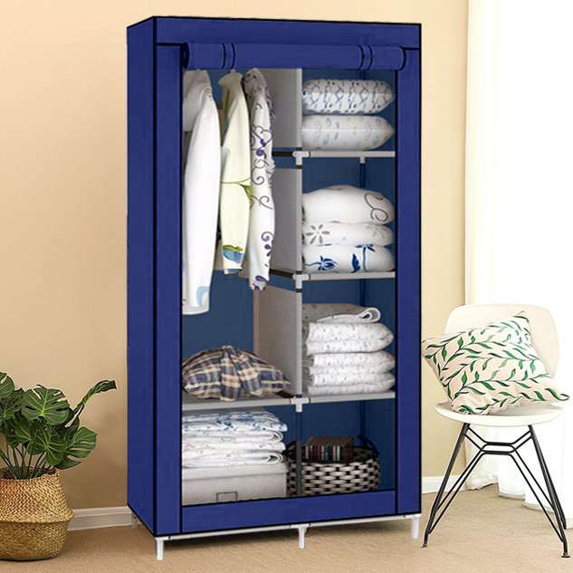 

Тканевый шкаф органайзер HCX «8890 blue» 90х45х170 см Синий