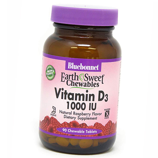 

Bluebonnet Nutrition Vitamin D3 1000 Chew 90таб Малина (36393007)
