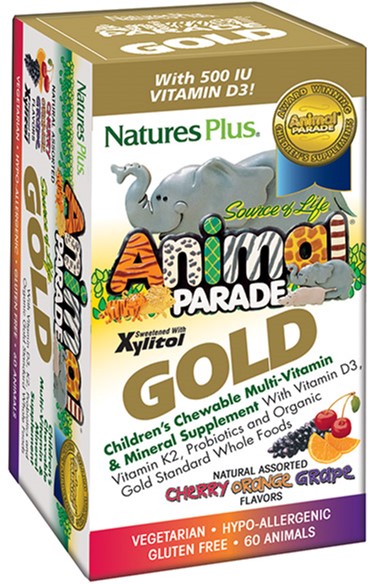 

Мультивитамины Natures Plus для детей Animal Parade Gold Ассорти 60 жевательных таблеток (97467299276)