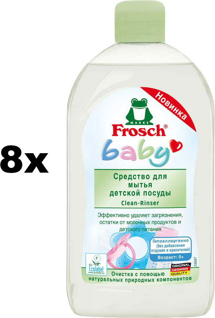 Акція на Упаковка бальзама для мытья детской посуды Frosch Baby 500 мл х 8 шт (4009175523556) від Rozetka UA